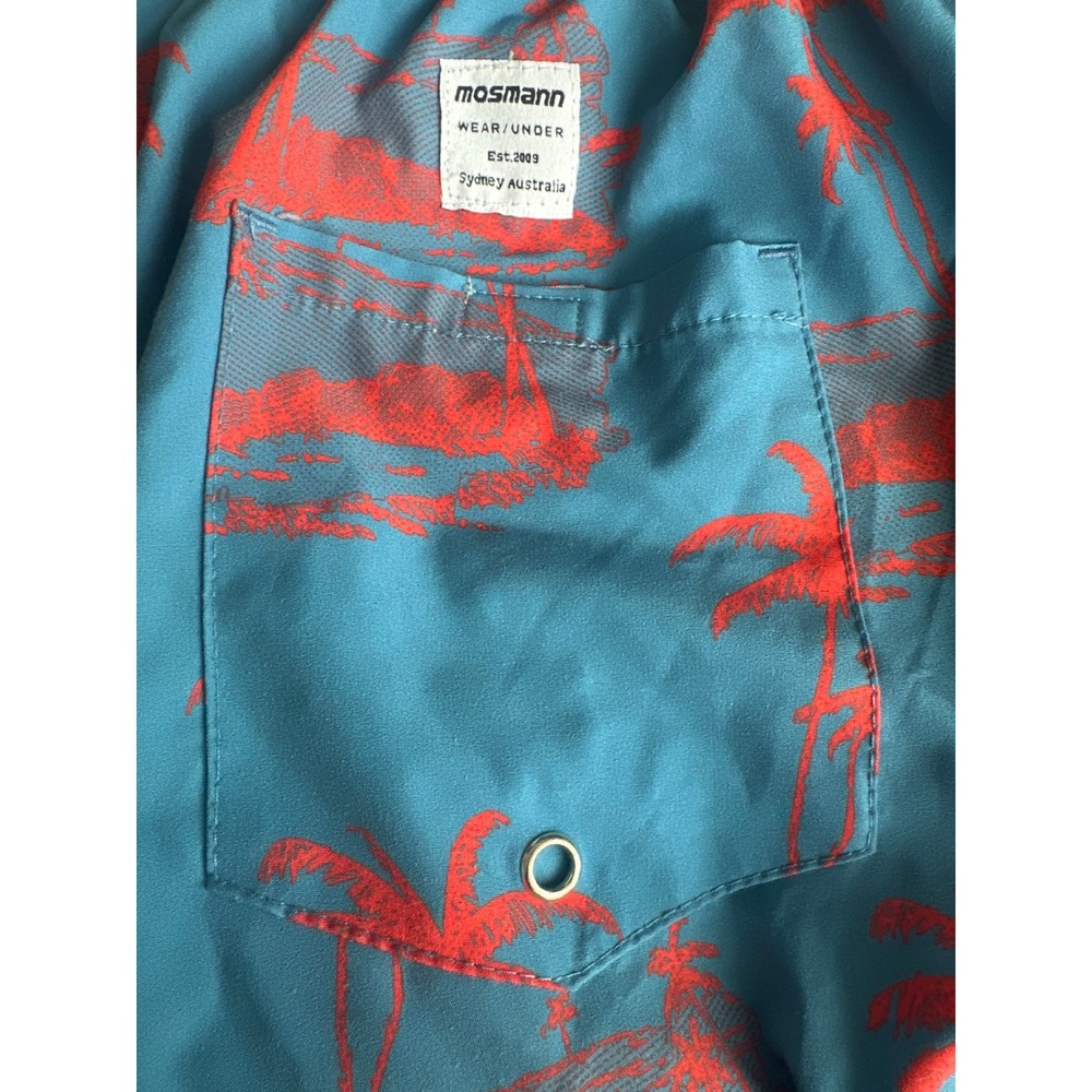 Mosmann Australia Mens Blue Red Palm Tree Swim Trunks Board Shorts Size M - Picture 5 of 7